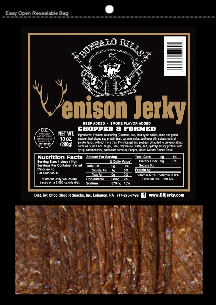 Venison Jerky Strips 10oz Pack (20 venison jerky 7" strips per bag)