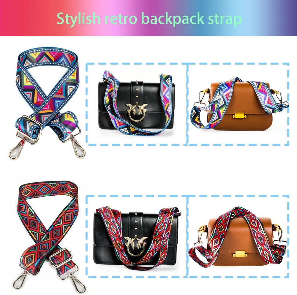 2 PCS Purse Strap, 1.5" Wide Shoulder Strap Adjustable Replacement Retro...