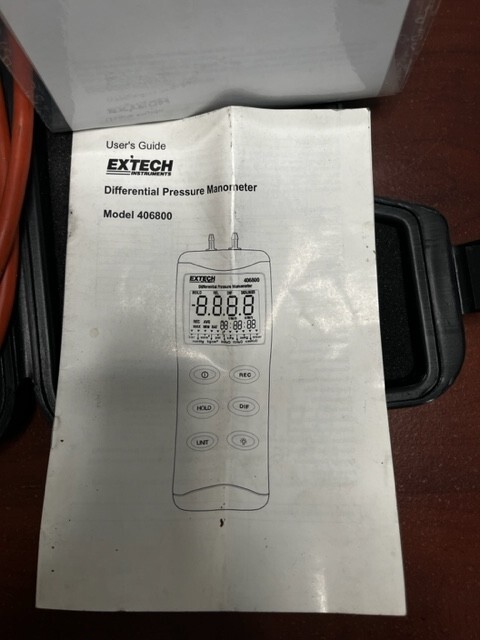Extech Instruments Differential Pressure Manometer with Hard Case Manual 406800
