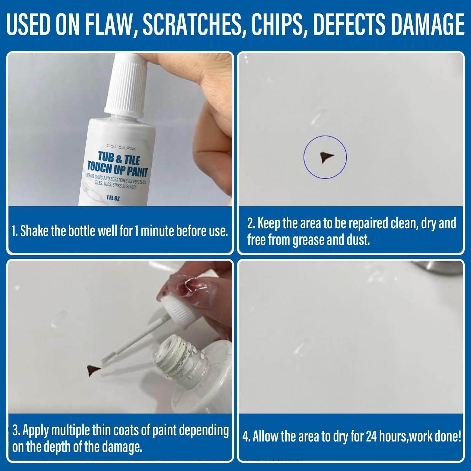 Specialty Tub and Tile Paint White - High Gloss White Tub Paint for Bathtub. for