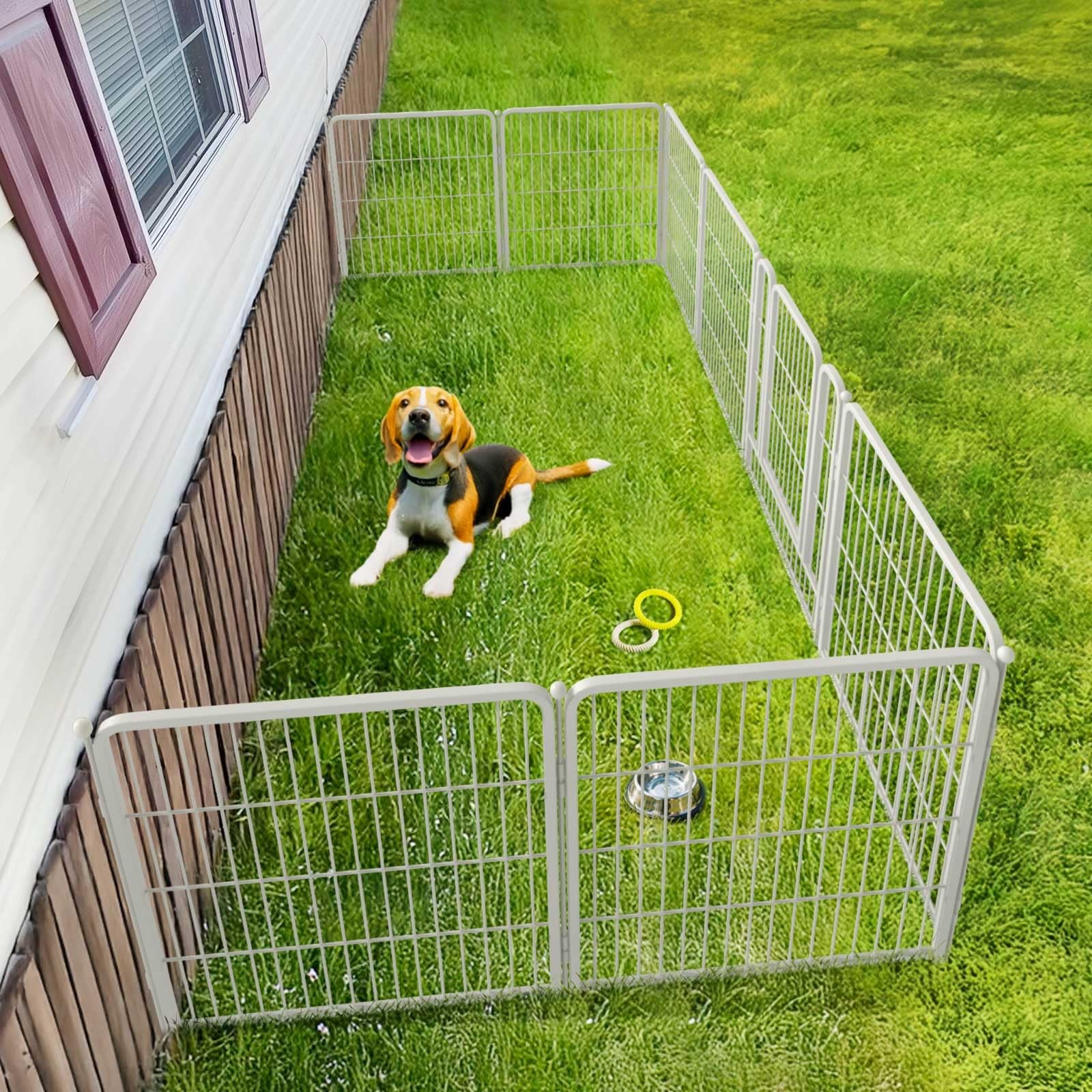 Dog Playpen for Indoor Yard RV Camping 32 Inch 8 Panels White Patented