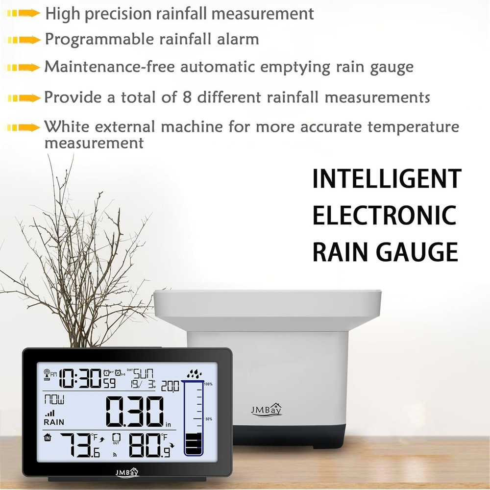 Wireless Digital Rain Gauge with Thermometer,