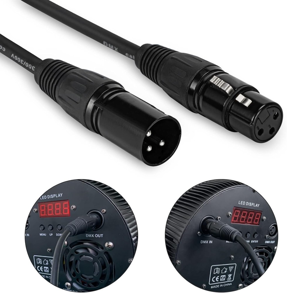 10ft DMX Cable, 4 Pack 3m Light Cables Wires, 4 10ft, Black