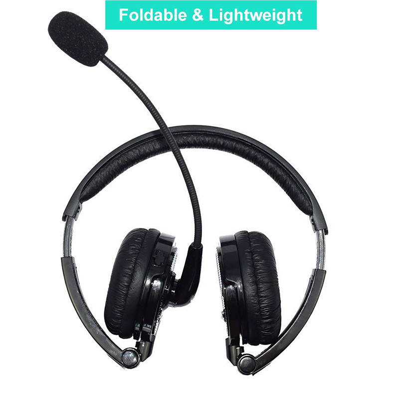 Bluetooth Headset with Microphone, Over-The-Head Wireless Stereo Headphones