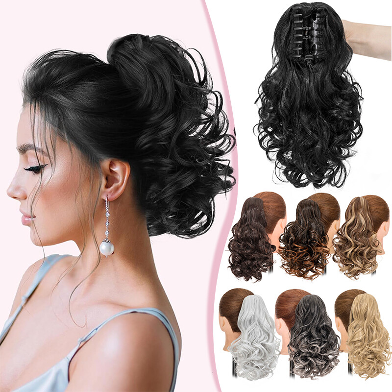 14" Short Claw On Ponytail Hair Extensions Natural Clip Pony Tail Thick As Human