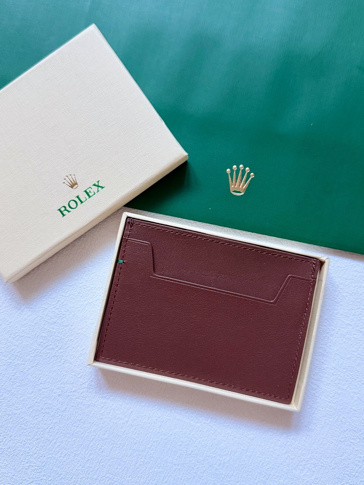 Rolex Signature Leather Brown Credit Card Holder Wallet- New in Box,  AD Gift