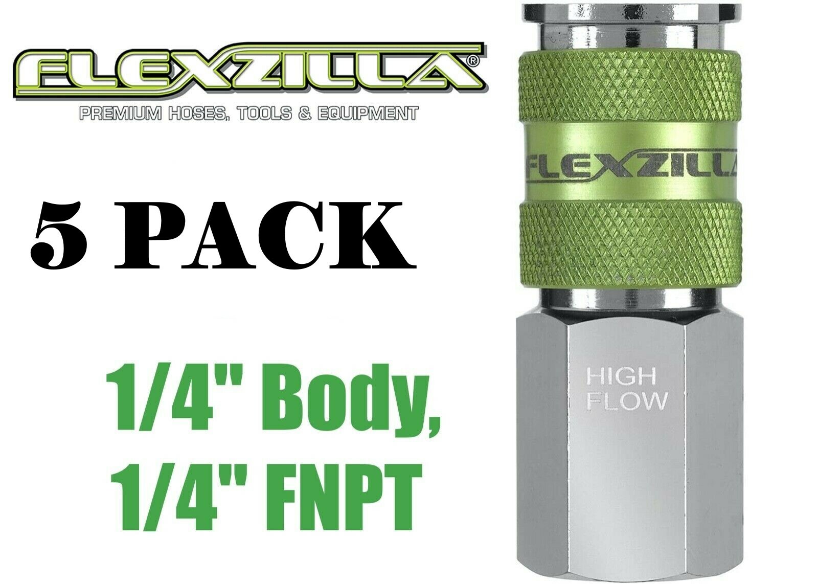 5 LEGACY FLEXZILLA PRO HIGH FLOW AIR HOSE QUICK COUPLER'S 1/4" FNPT NPT A53416FZ