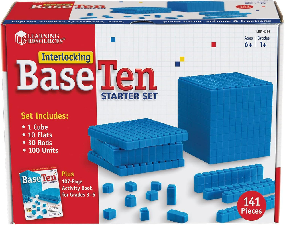 Interlocking Base Ten Starter Set, Early Math, Counting, Connecting Blocks, 141
