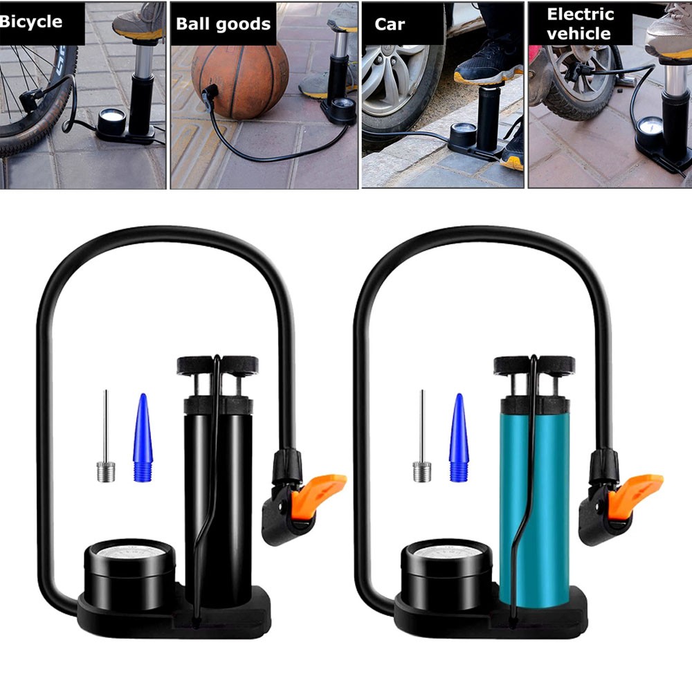 Bike Pump Mini Portable Motor Bicycle Foot Pump Pressure Gauge Tire Air Pump
