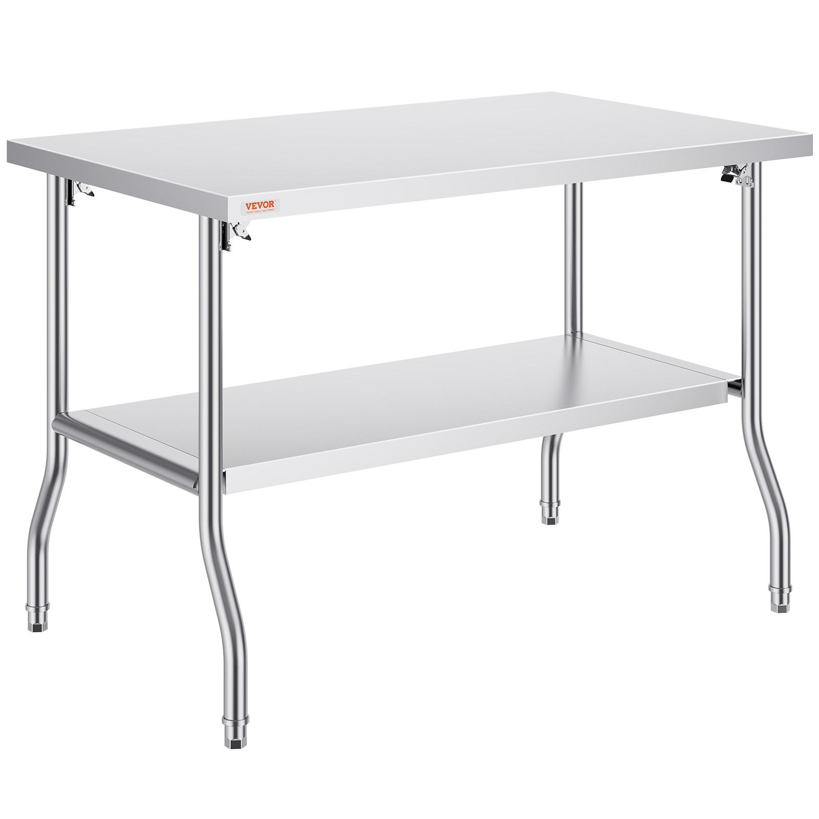 VEVOR Folding Commercial Prep Table Commercial Worktable Workstation 48 x 30 In