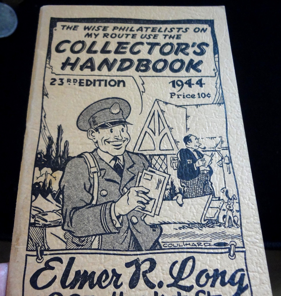 1944 Stamp Collectors HandBook Elmer R Long With Stamps 23rd Edition