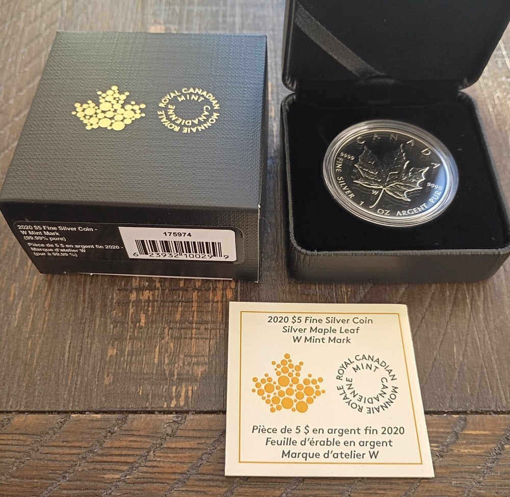 2020 $5 Silver W Mint Mark 1 oz  silver CANADA