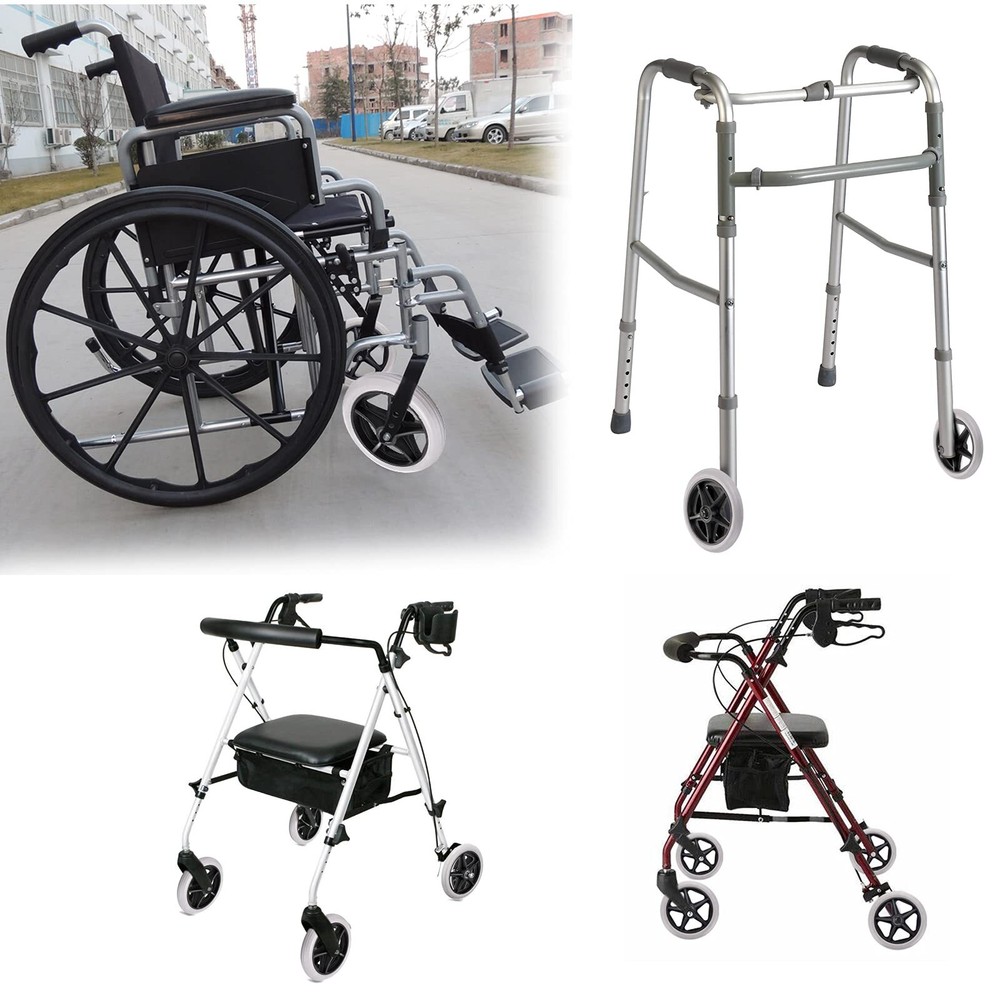 2 Pack 6 Inch Rubber Wheel Replacement Rollers for Wheelchair Rollator Walker