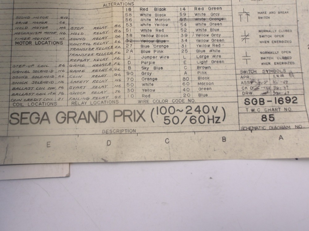 Sega: Grand Prix- Schematic & Parts Catalog Set