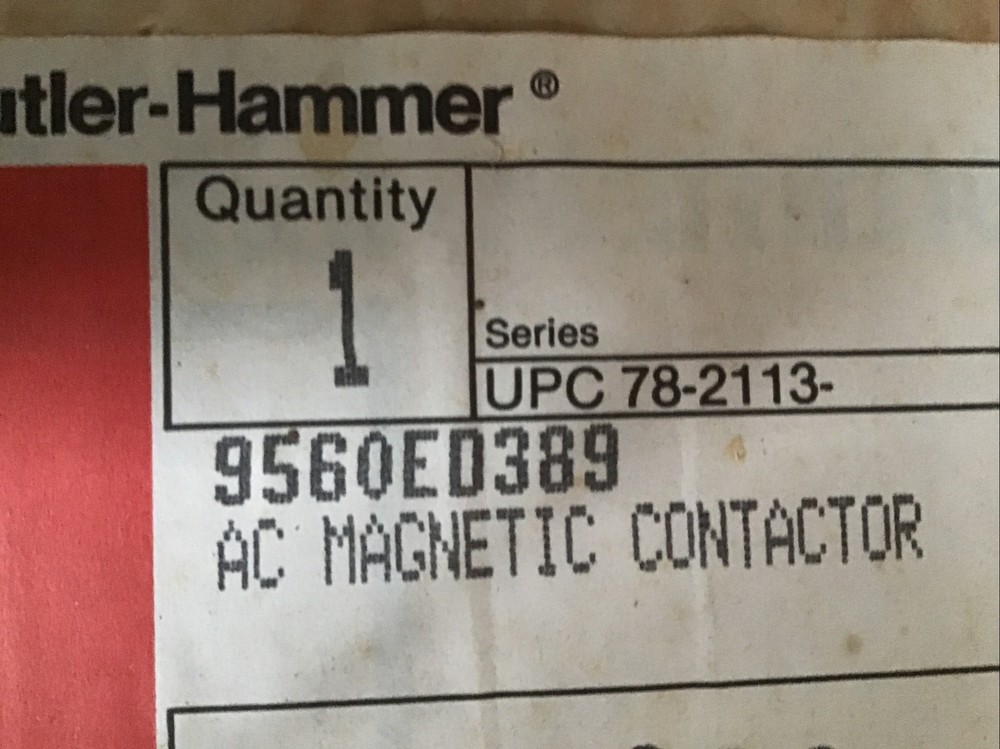Cutler-Hammer Contactor 9560ED389