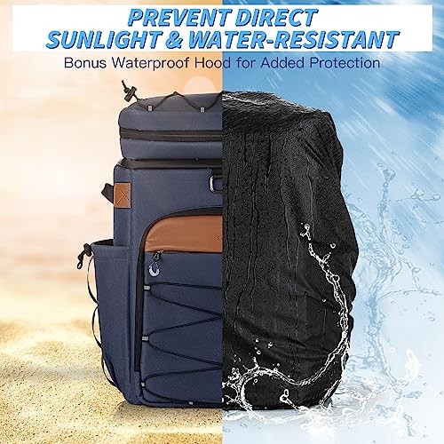 Cooler Backpack with Insulated Waterproof Cover(Extra), 42 Cans Backpack Blue