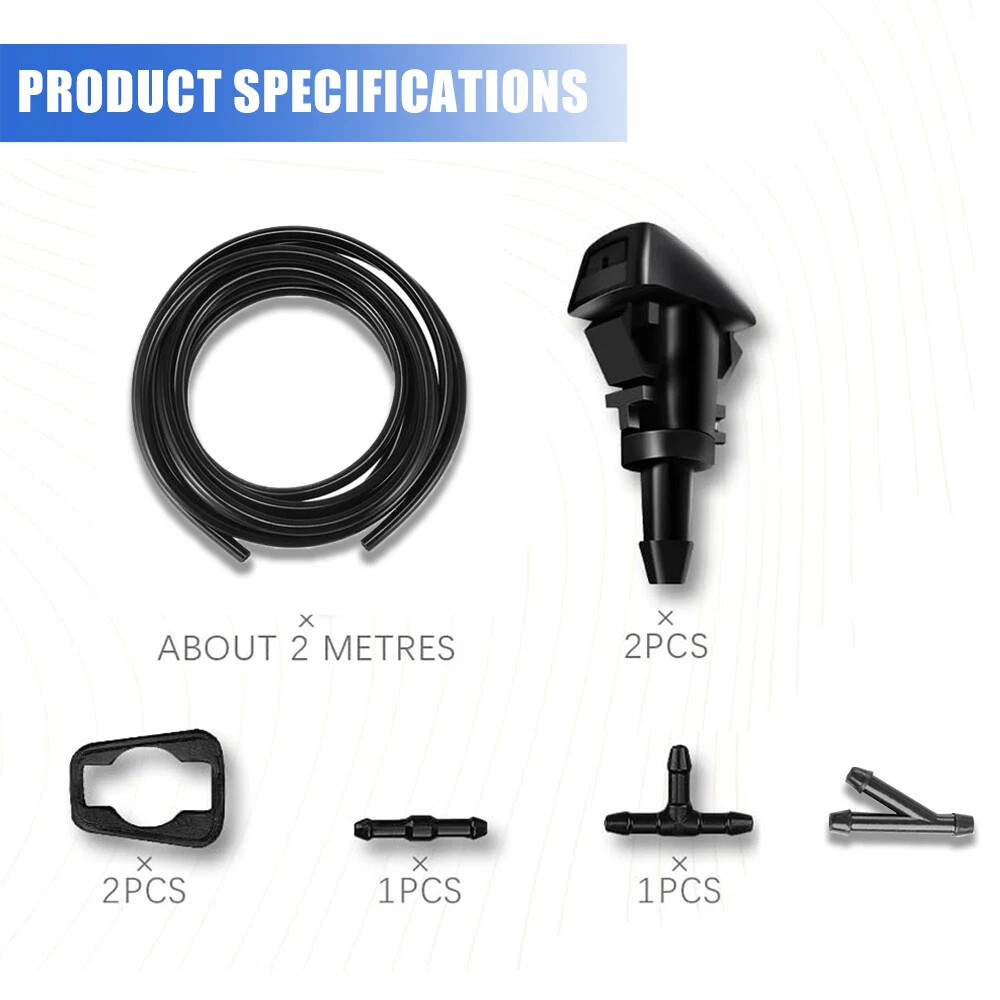Universal Car Windshield Wiper Washer Squirter Nozzle Spray Jet Kit Fluid Hose Y