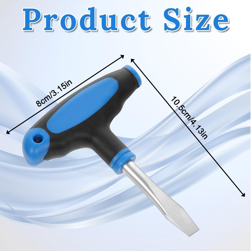 T Handle Flat Head Screwdriver, 10mm Wide Flathead Screwdriver with Blue