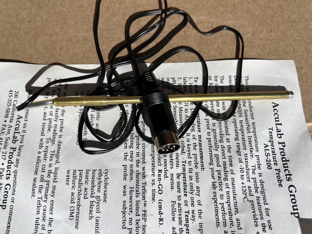 ACCULAB Temperature Probe ALS-200 To Be Used W/ SensorNet Computer Interface Lab