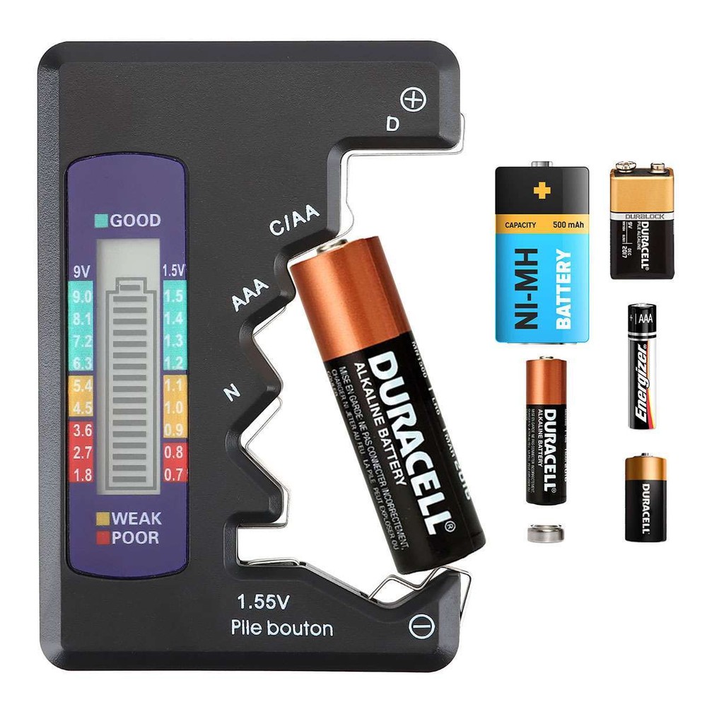 2pcs Universal Digital LCD Battery Checker Volt Tester Cell AA AAA C D 9V Button