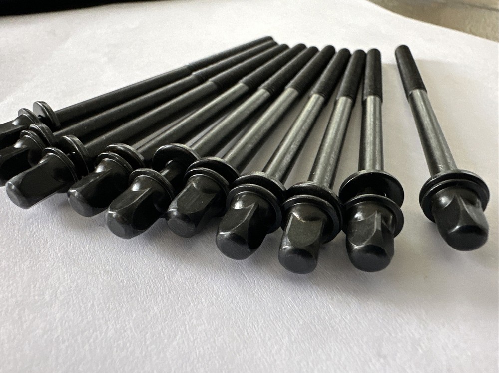 10 Drum Tension Rods 3.5”(90mm) Black w/fixed Washers Thread Diameter 7/32"