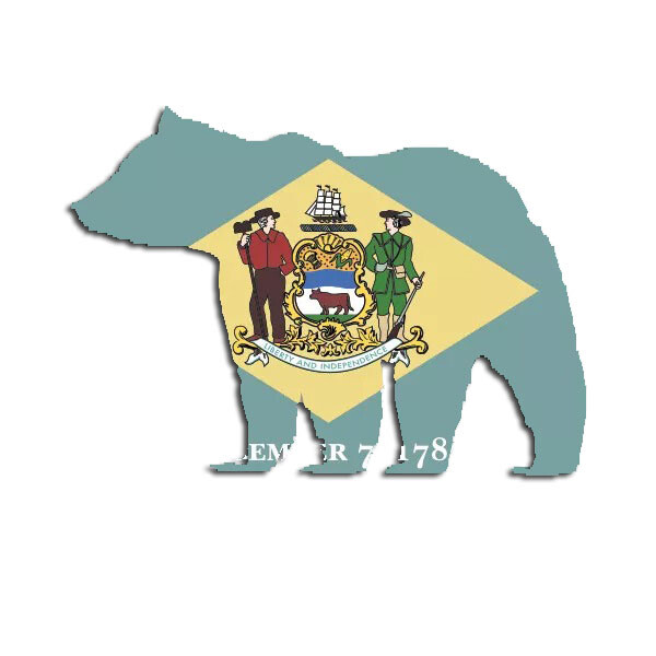 Delaware State Shaped Bear Flag DE Sticker Decal