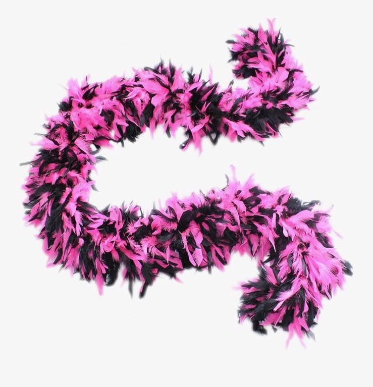 180 Gram Chandelle Feather Boa Hot Pink Black Costume 80” Big Fluffy Large New