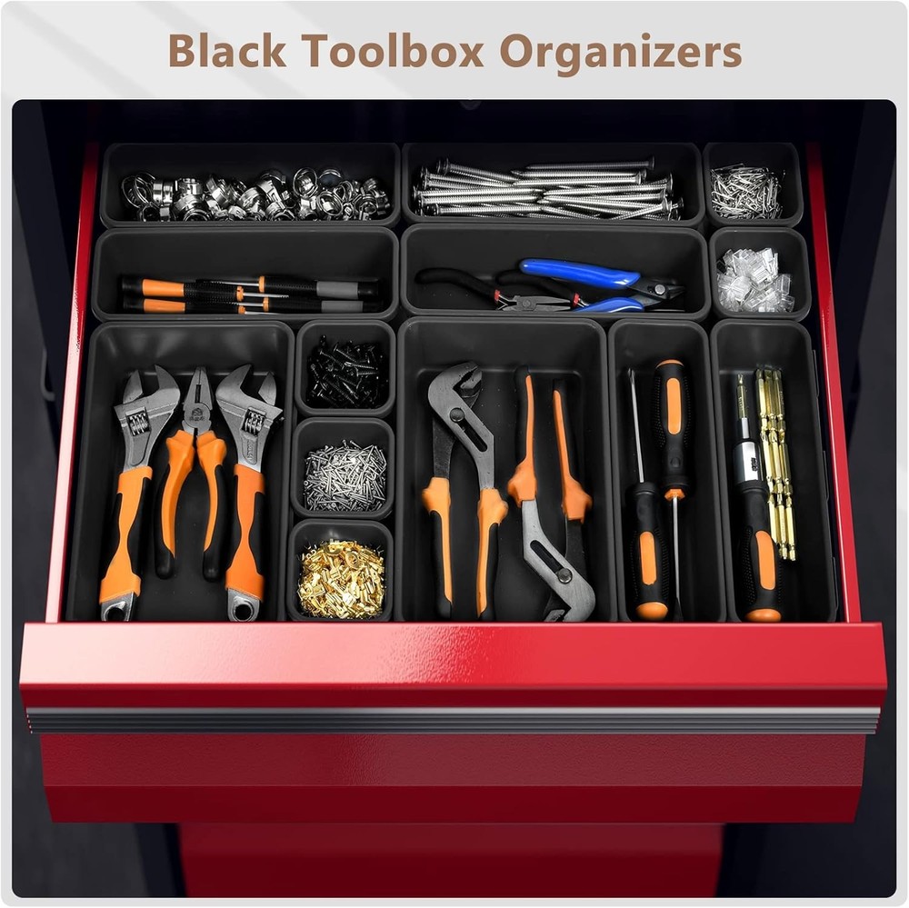 Tool Box Organizer Tray Divider Set Black 69 Pcs Storage for Garage Workbench