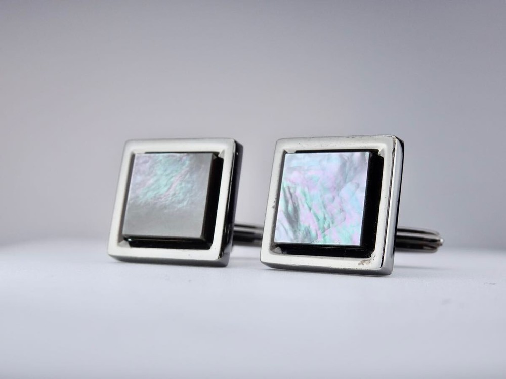 Lanvin Black Butterfly Shell Pearl Cufflinks 7-2-131