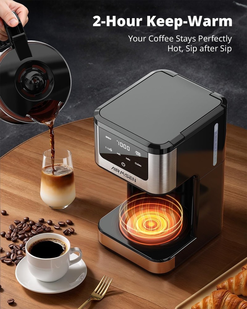 AIRMSEN 14-Cup Programmable Drip Coffee Maker – 1000W Fast Brewing Coffee Mac...
