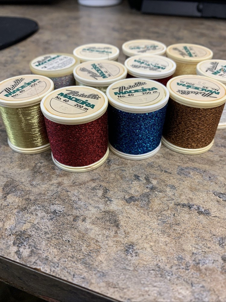 11 Spools MADEIRA Metallic Polyester Embroidery Thread 200M, 9 New 2 Used