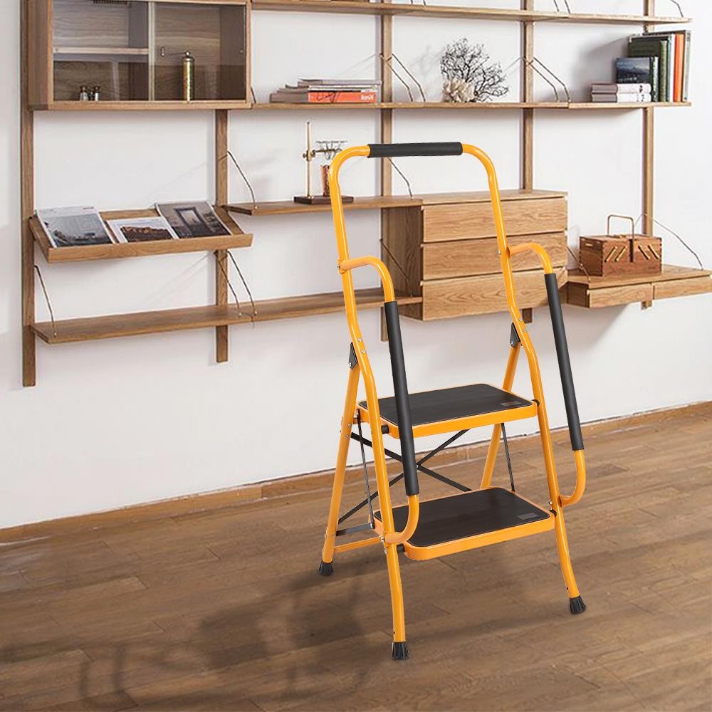 New 2 Step Lightweight Ladder Platform Foldable Stool 330lbs Load Saving Space