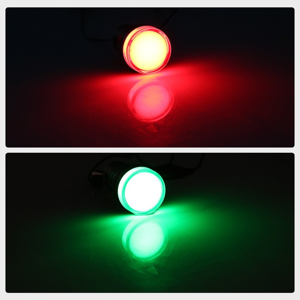 10PCS AC/DC 110V Indicator Lights Flush Panel Mount 7/8" 22mm Red Green