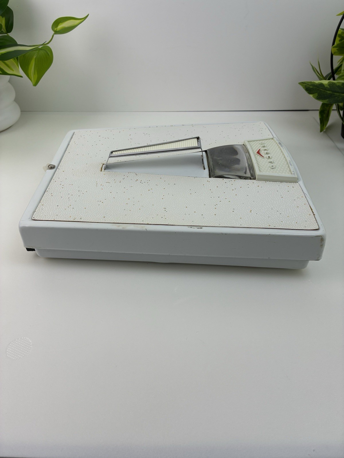 Art Deco Detecto Bathroom Scale White Gold Speckles Vintage Weight Scale