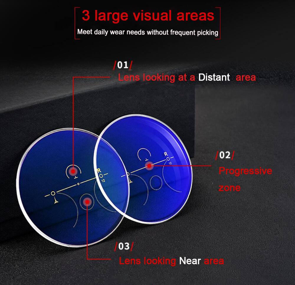 Progressive Multifocal Photochromic Rimless Titanium Reading Glass Customized