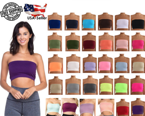 Women's Seamless  Tube Top Bandeau Layering Bra Top Nylon Spandex Stretch New
