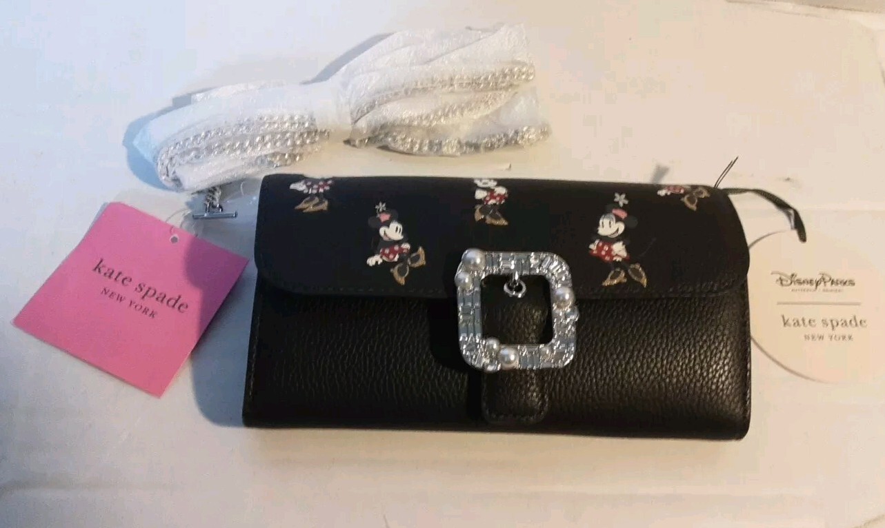New with tag Kate Spade Disney Parks Minnie Mouse Leather Wallet Crossbody Bag