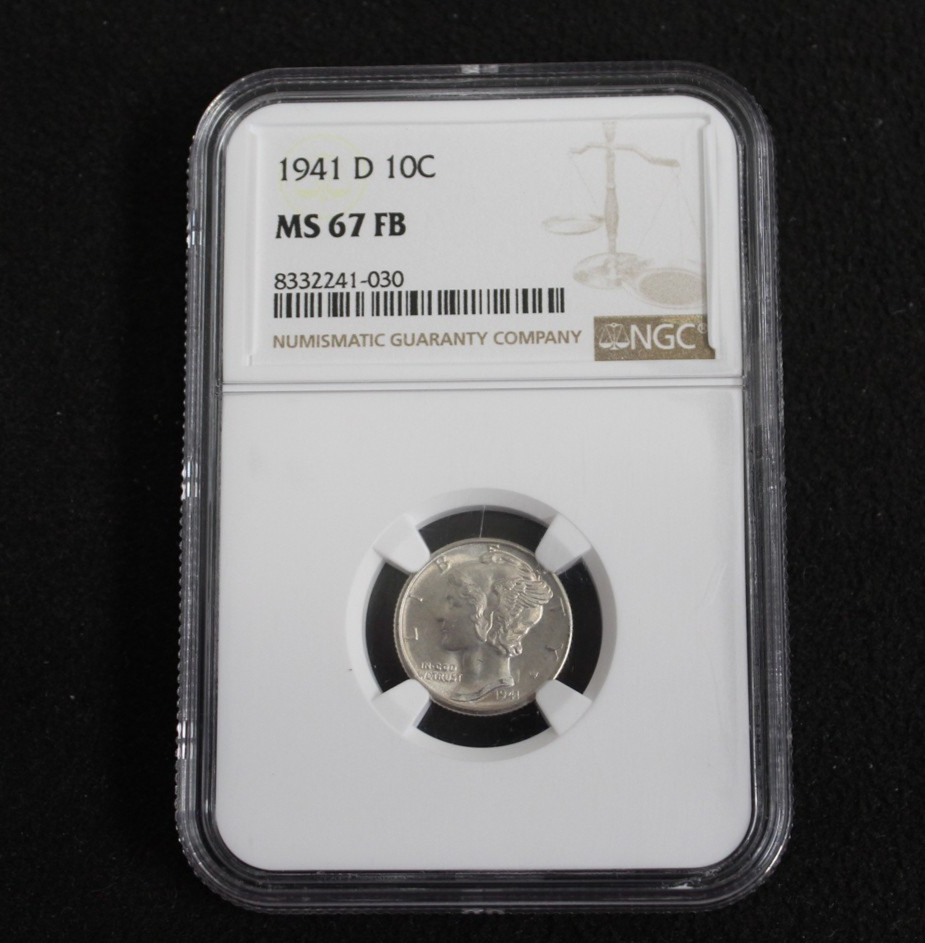 1941-D Mercury Dime 10c Ten Cents - NGC MS 67 FB Full Bands