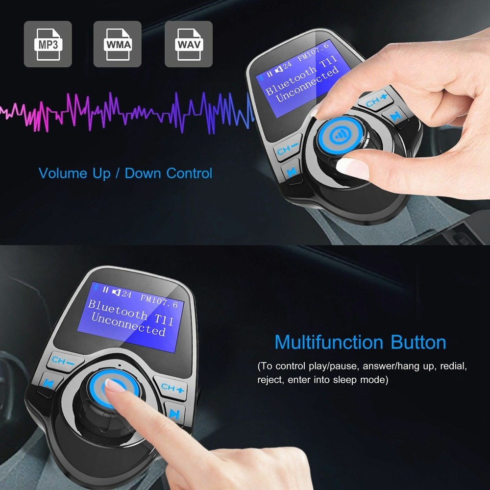 Bluetooth Car FM Transmitter MP3 Player Radio Adapter Kit USB Charger 2 Outlets