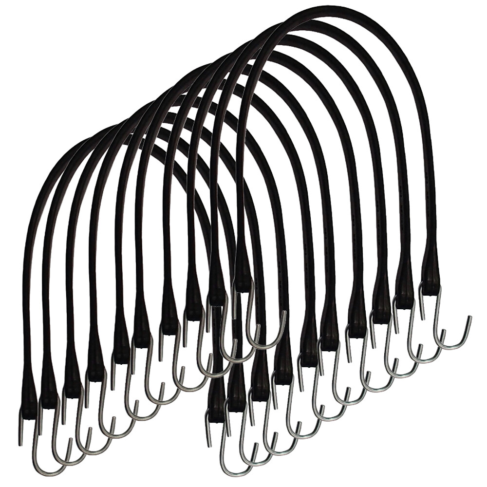 10 21" Rubber Bungee Cords Tie Downs 100% M-Class Rubber Straps