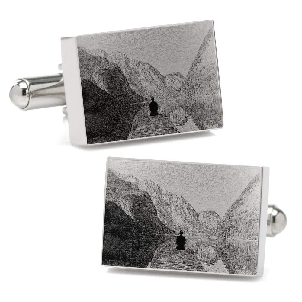 Stainless Steel Rectangle Infinity Engravable Cufflinks