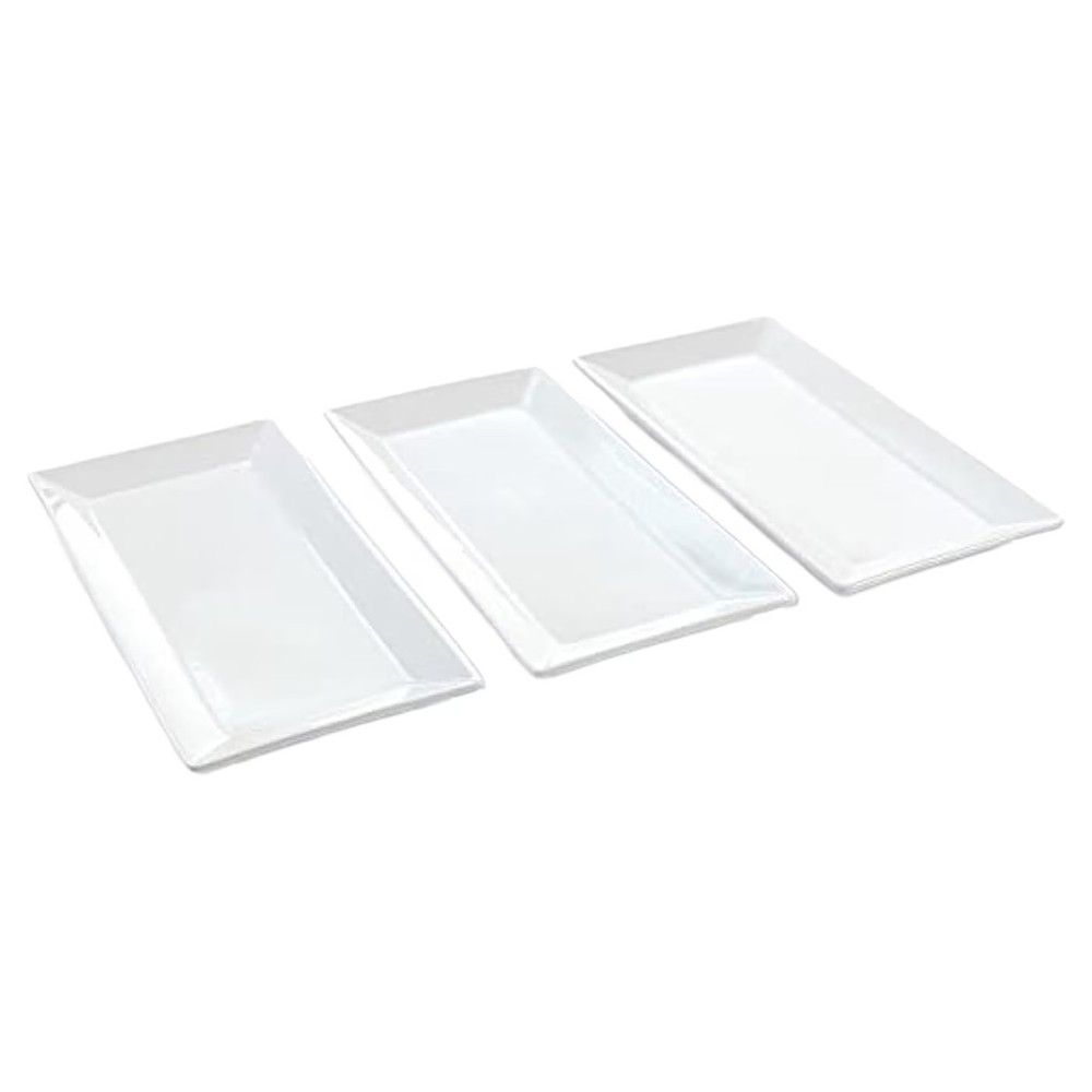 Elama 3 Tier Rectangular Plate Porcelain Serveware Set