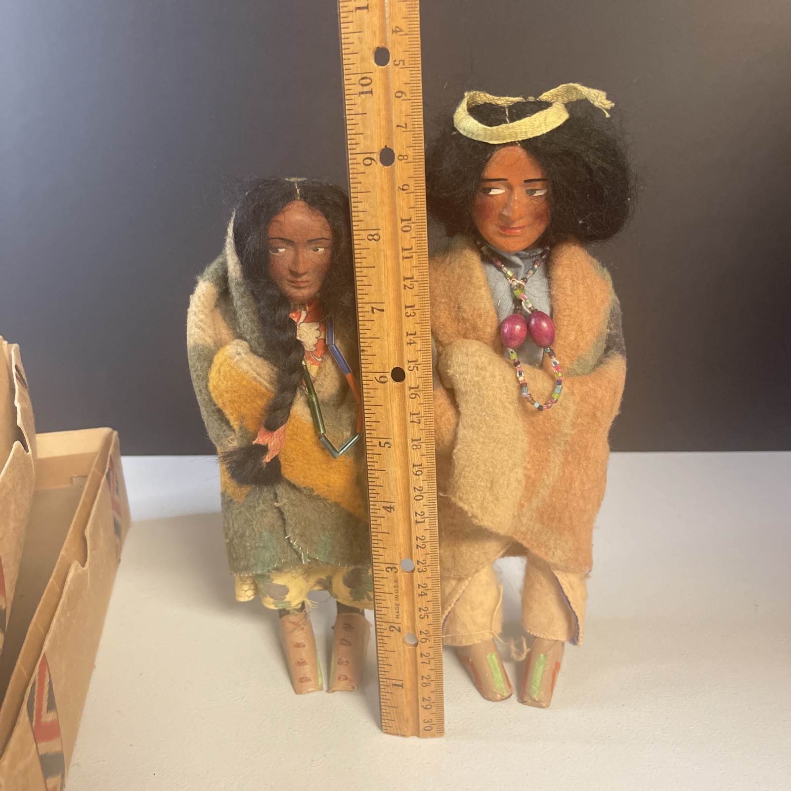 Vintage Skookum Bully Good Native American Indian Dolls w/Boxes