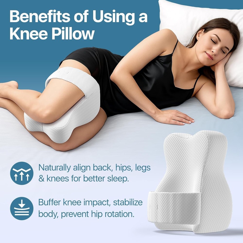 Knee Pillow Side Sleepers Large Comfortable Memory Foam Leg Pillow Side Sleeping