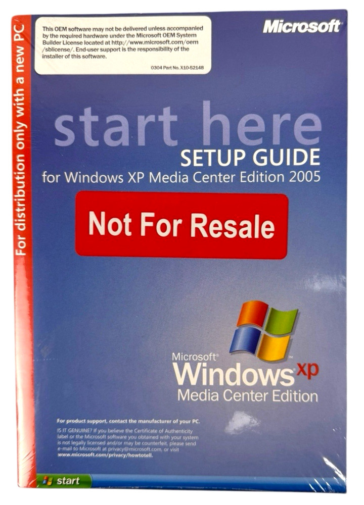 Microsoft Windows XP Media Center Edition 2005 Setup Guide New, Sealed