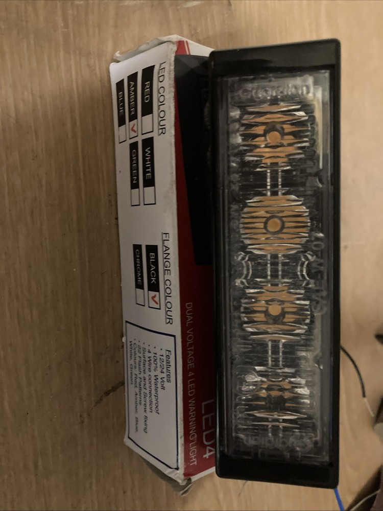 Guardian LED4A, 4 LED Amber Warning Light 22 Flash Patterns 12/24v DC