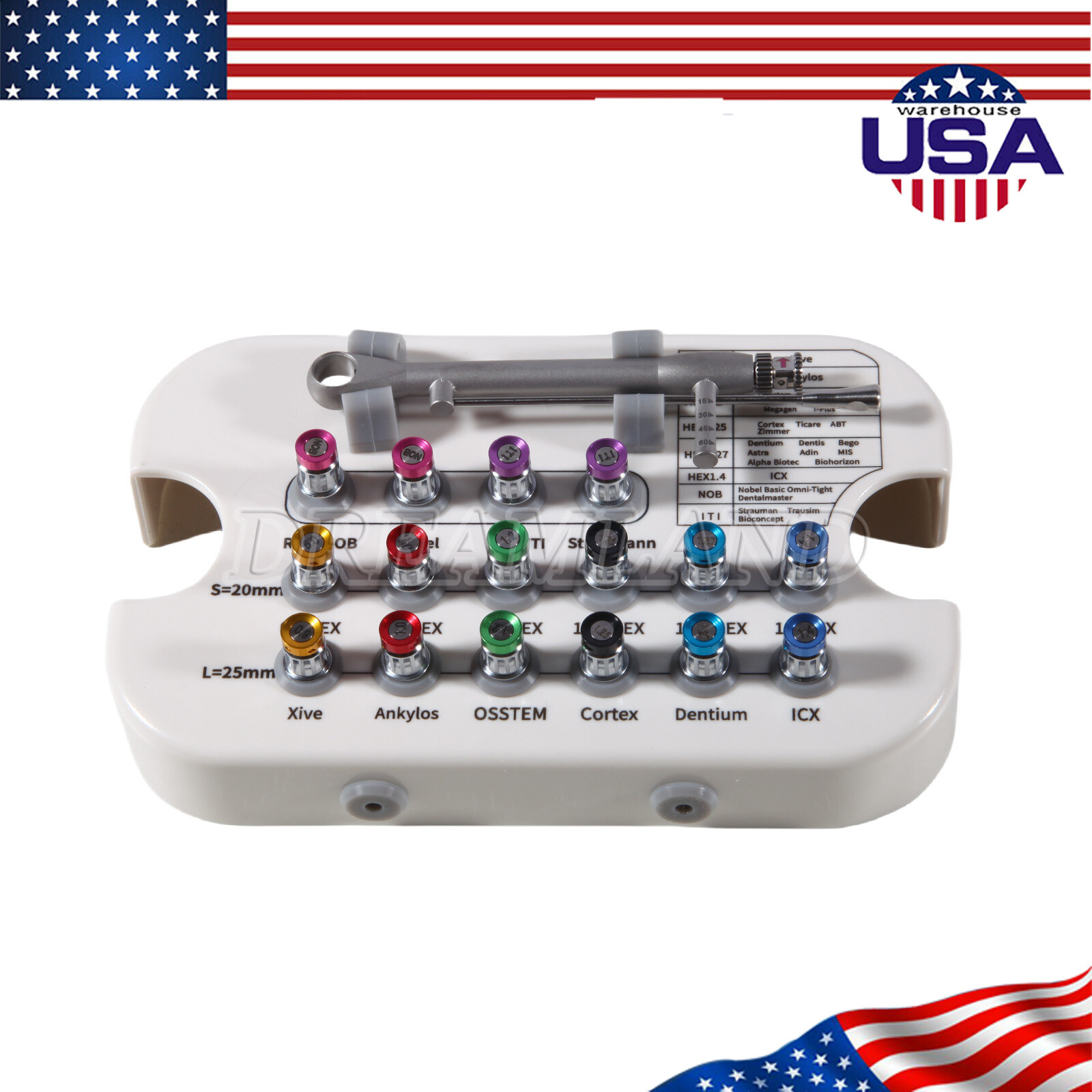 Dental Universal Implant Prosthetic Kit Torque Wrench Screw Drivers Remover USA