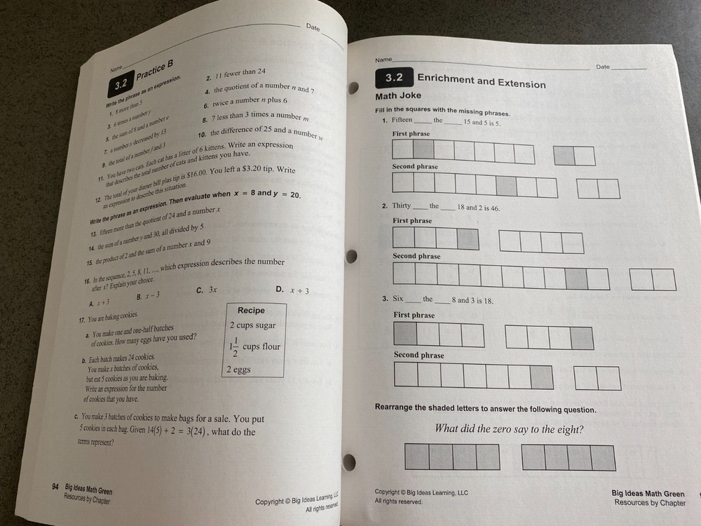 BIG IDEAS MATH: RESOURCES BY CHAPTER GREEN/COURSE 1 By Holt Mcdougal