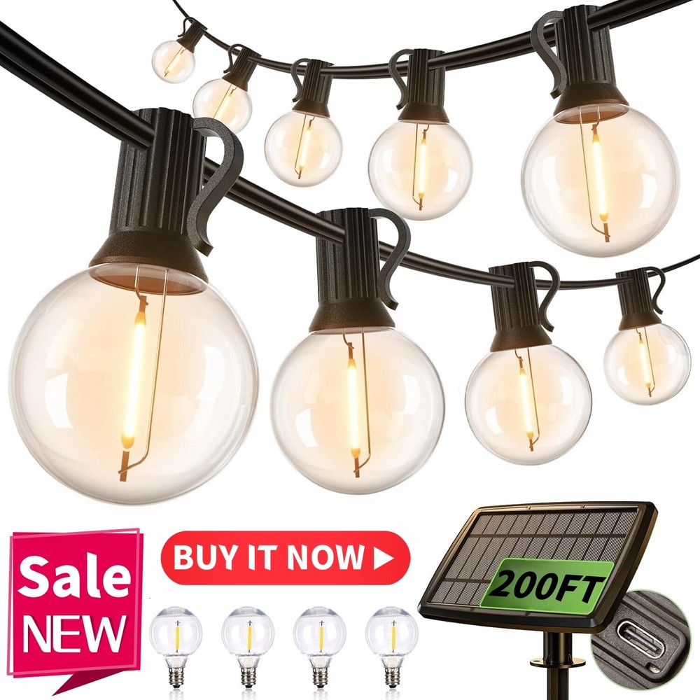 Solar String Lights - 200Ft LED Outdoor String Lights - Shatterproof, Waterproof