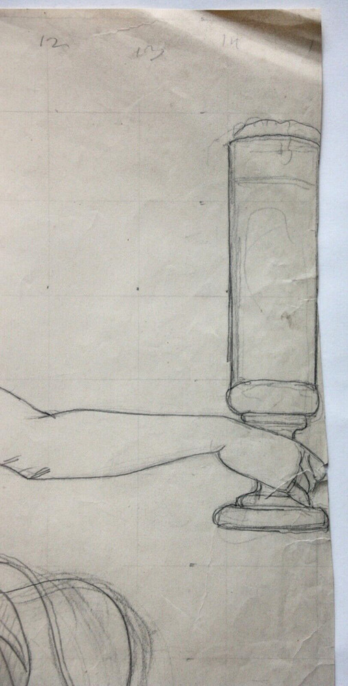 Female Allegory, Dancer, Classicist Drawing Squared 19th century